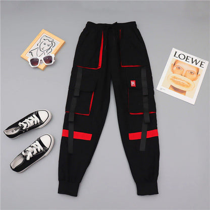 Workwear Black Cargo Pants Women'S Autumn Winter Thickened High Waist Cargo Pants Casual Sports Loose Straight Trousers
