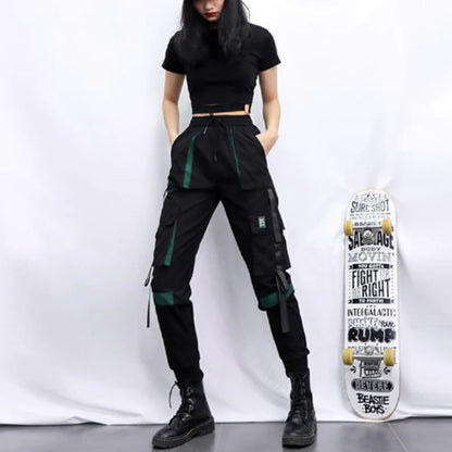 Workwear Black Cargo Pants Women'S Autumn Winter Thickened High Waist Cargo Pants Casual Sports Loose Straight Trousers